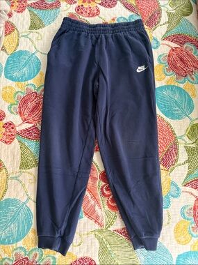 Nike Kids Navy Blue Fleece Jogger Bottoms